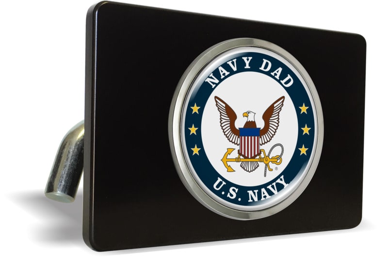 U.S. Navy Dad - Tow Hitch Cover with Chrome Metal Emblem